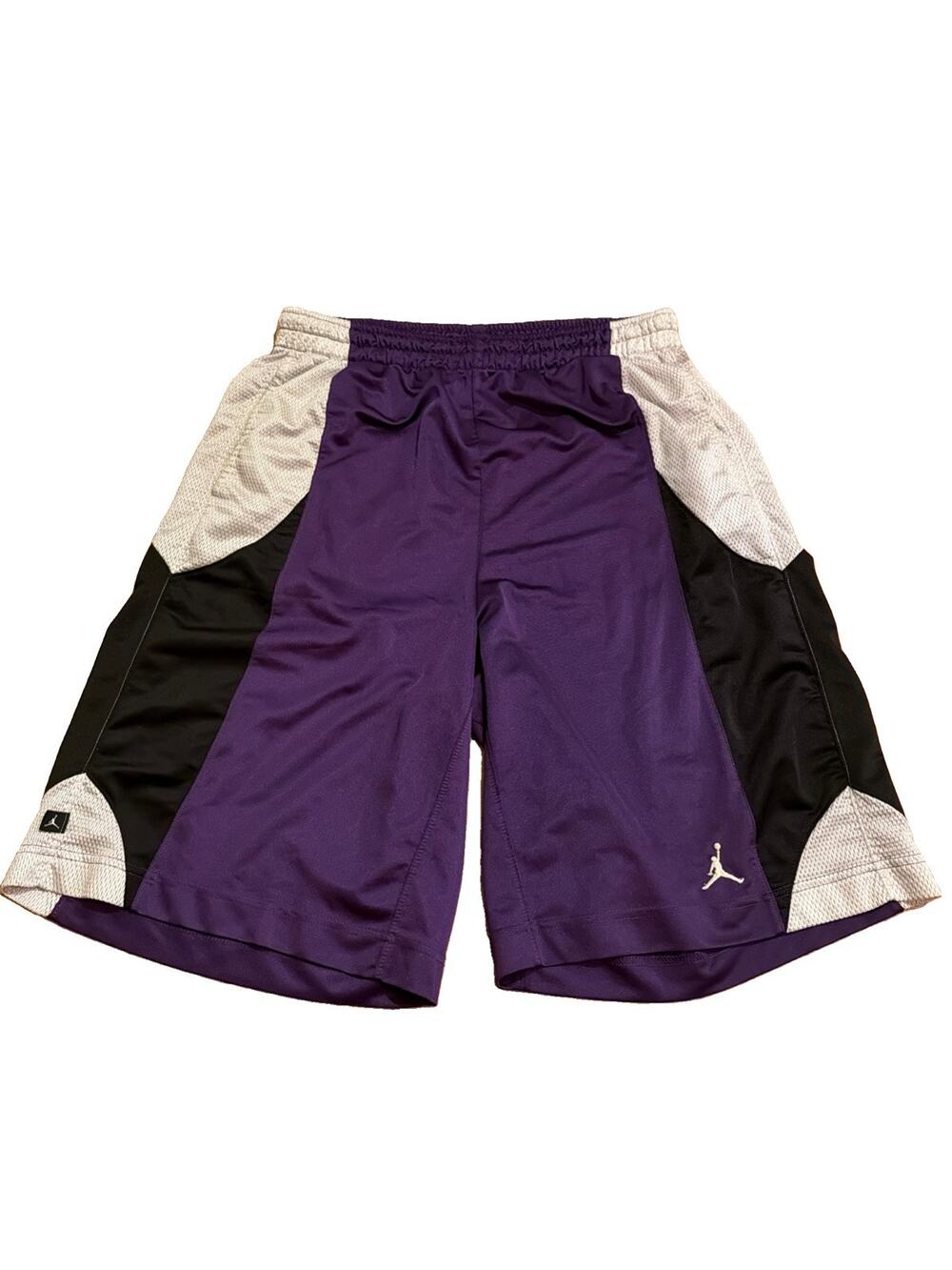 Vintage Nike AIR JORDAN Purple Silver Black Basketball Shorts size M